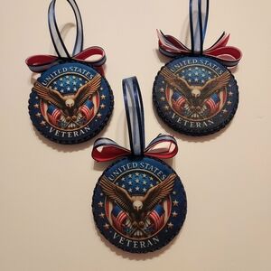 United States Veteran Ornament , Double-sided ,Set Of 3